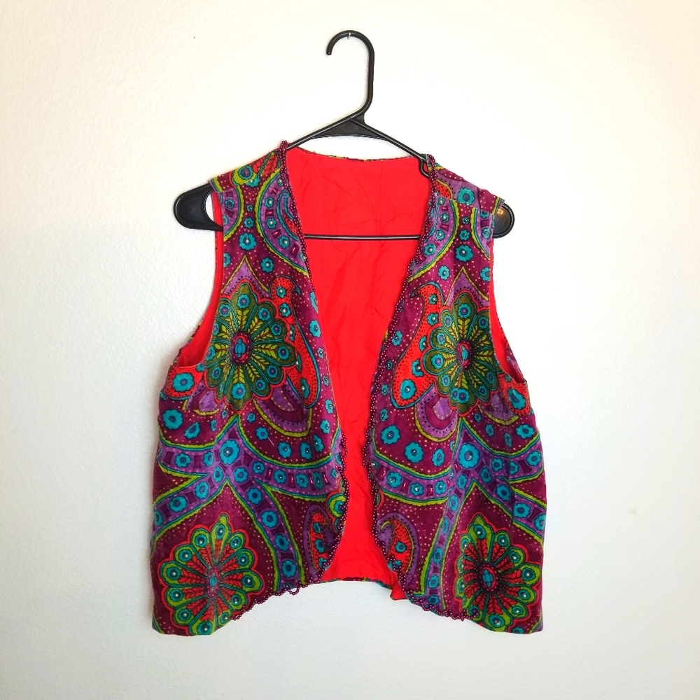 Vintage bright multicolor beaded vest